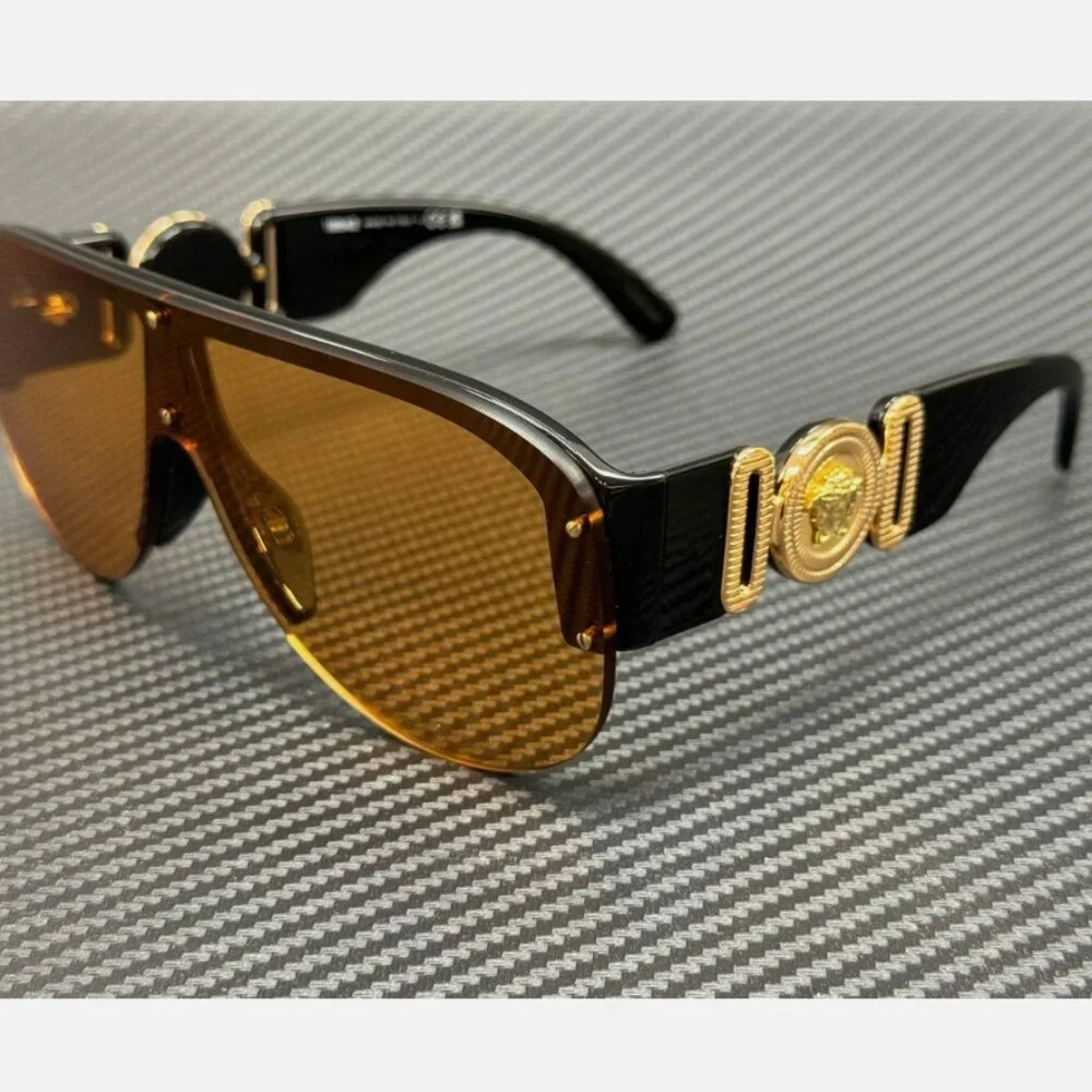 VERSACE 48mm Black Orange Men's Sunglasses